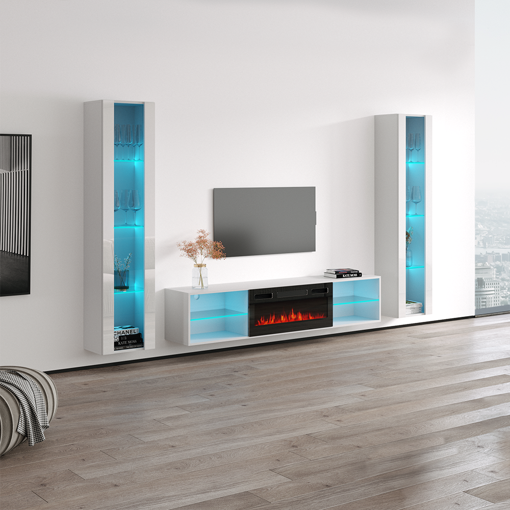 Lima BL-EF Floating Fireplace Entertainment Center