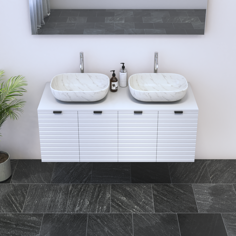 Capri 4D 120 Double Sink Floating Bathroom Vanity