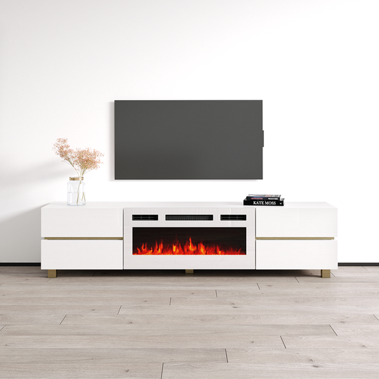 Bono 01 WH-EF Fireplace TV Stand